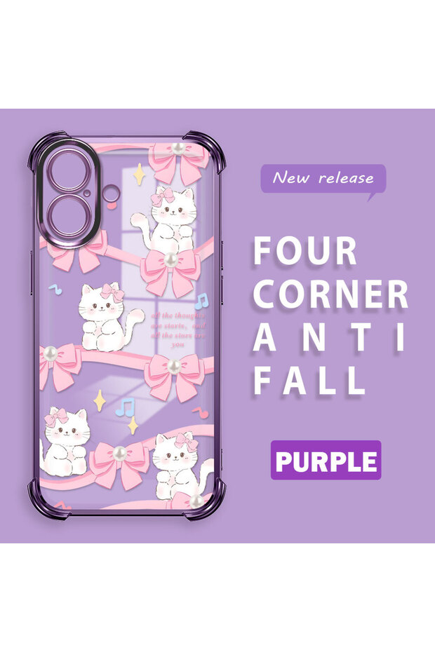 iPhone 16 Compatible Transparent Back Panel Four-Corner Reinforced Impact-Proof Glossy Edge Silicone Case