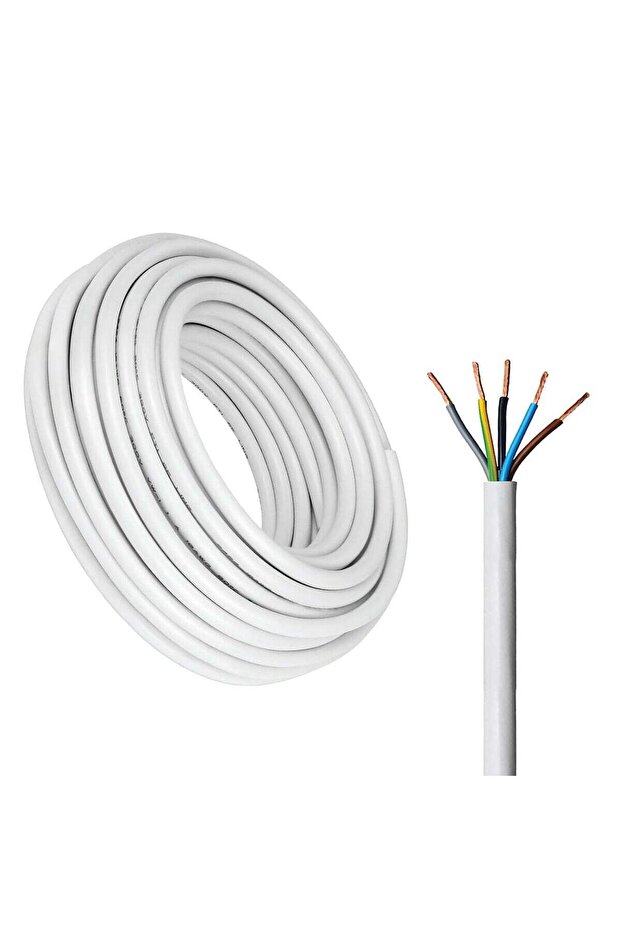 5-Core Electrical Cable Wire, White PVC Insulated, Flexible Cable (5 CORE 10 METER, 16MM)