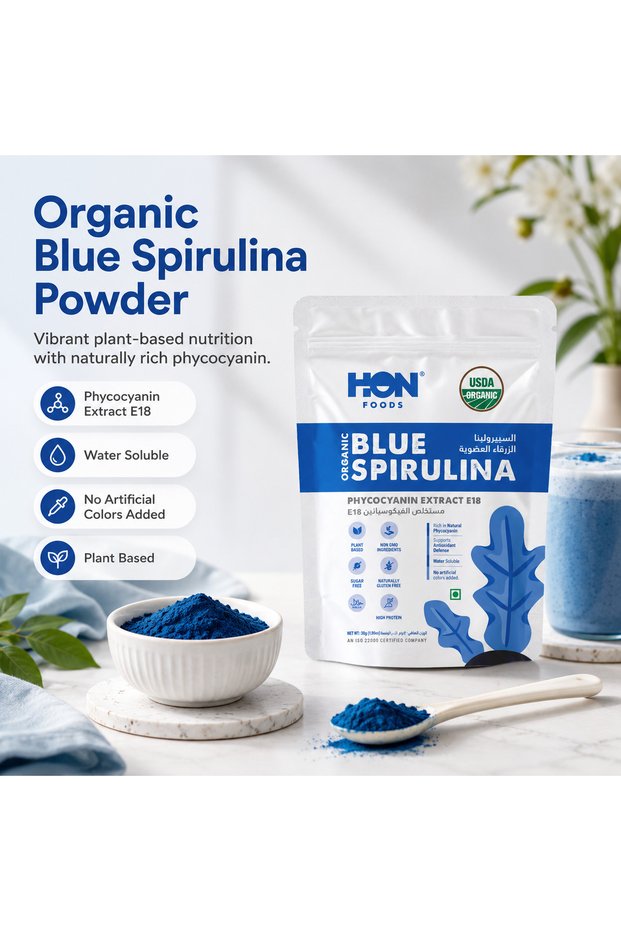 Organic Blue Spirulina Powder 30g - High Phycocyanin Extract E18 Antioxidant-USDA Organic -Natural Blue Superfood -Smoothies, Protein Shakes & Baking -Water Soluble Natural Food Color -Sugar Free