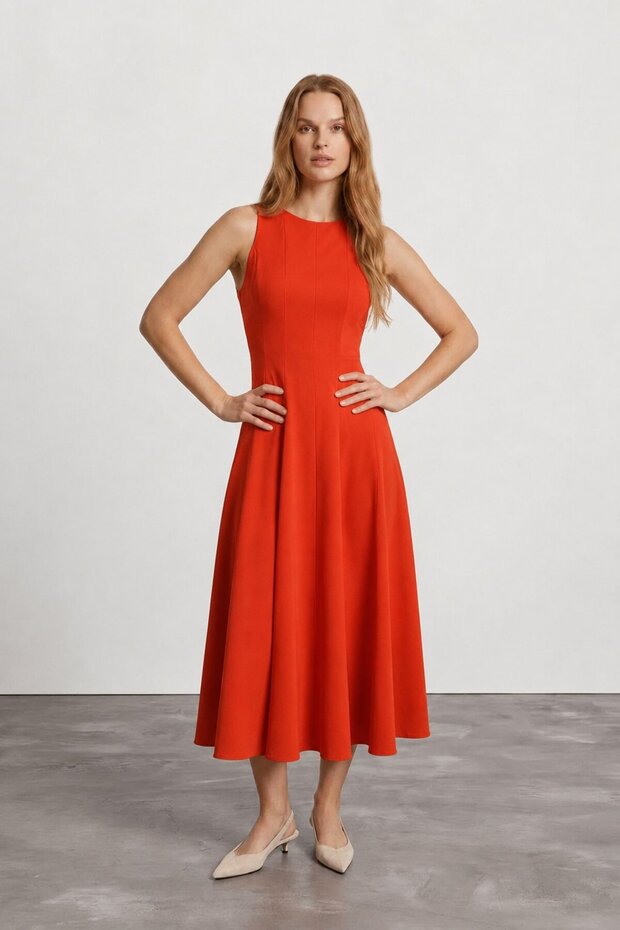 Lacy Halter Neck Dress Orange
