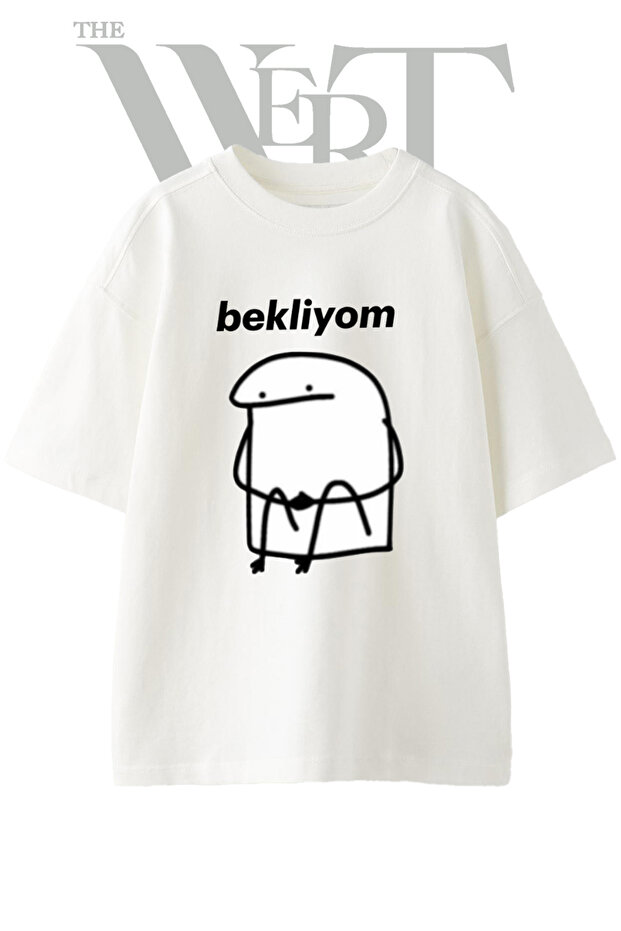 Flork Design Printed Unisex White Oversize T-Shirt