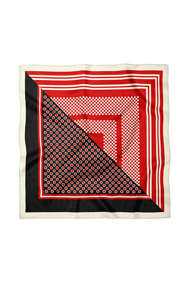 وشاح منقوش بنقاط البولكا دوت / باندانا 70x70 سم