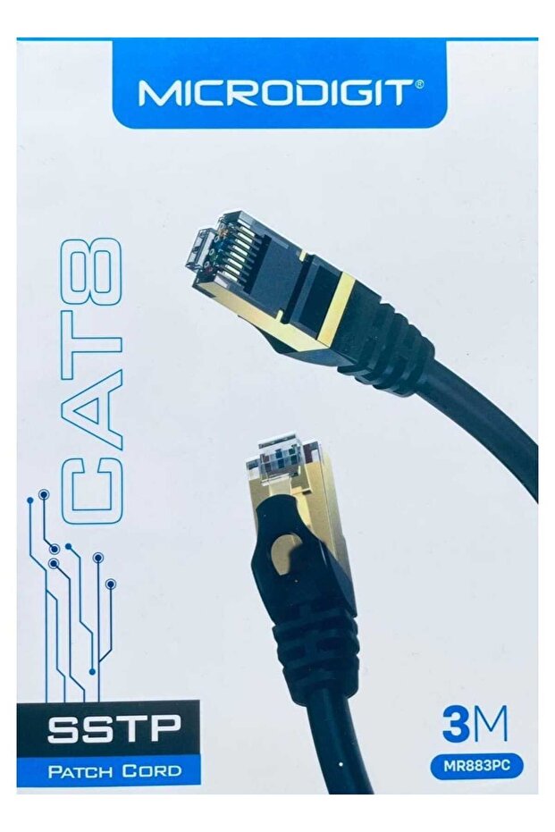 كابل توصيل مايكروديجيت CAT 8 SSTP بطول 3 متر