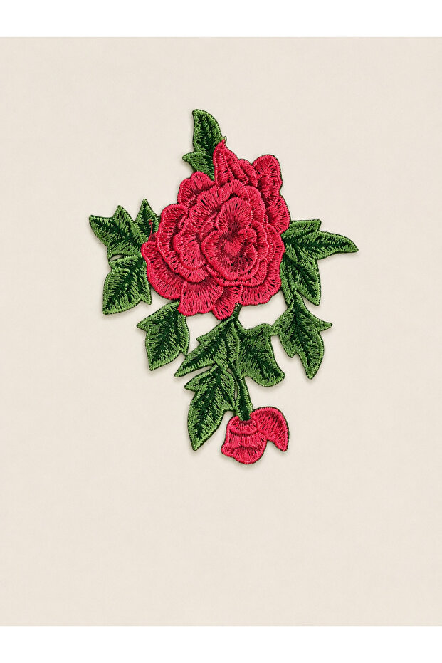 Pink Rose Pattern Embroidered Fabric Applique for Jeans Jacket T-Shirt and Bag Decoration - 1 Piece