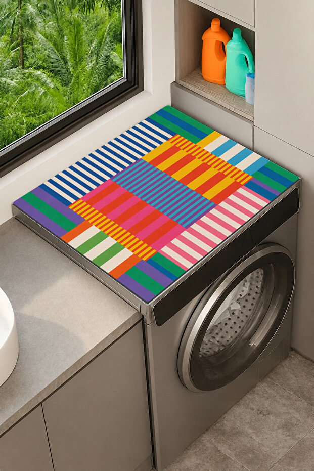 Clothes Dryer Top Organizer Mat Liquid-Proof Cover Modern Woven
