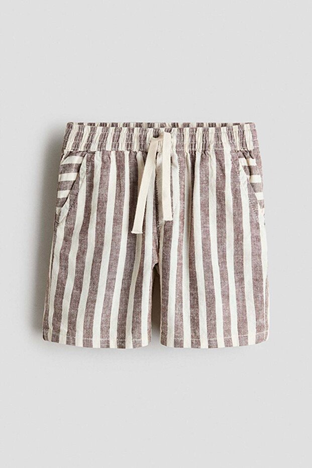 Linen-blend drawstring shorts