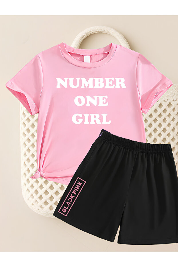 Rose from Blackpink K-Pop Printed Cotton Short Sleeved Children's Tshirt-Shorts Two-Piece Set