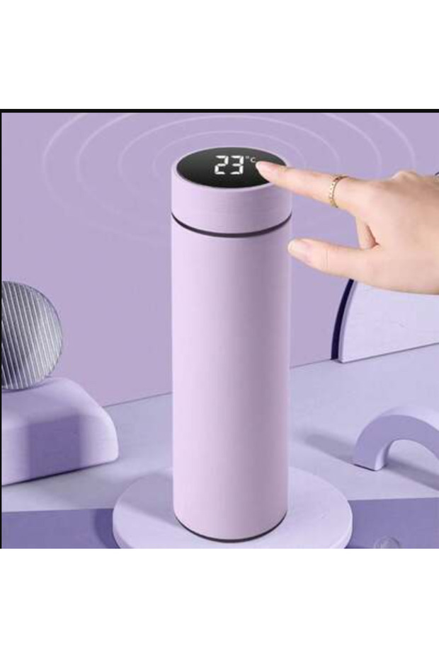 حافظة المشروبات400 مل حار بارد ذكية مع مؤشر لدرجة الحرارة اللون بنفسجي Purple