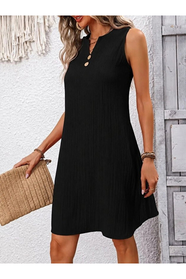 Women's Strappy Crinkle Fabric Mini Dress