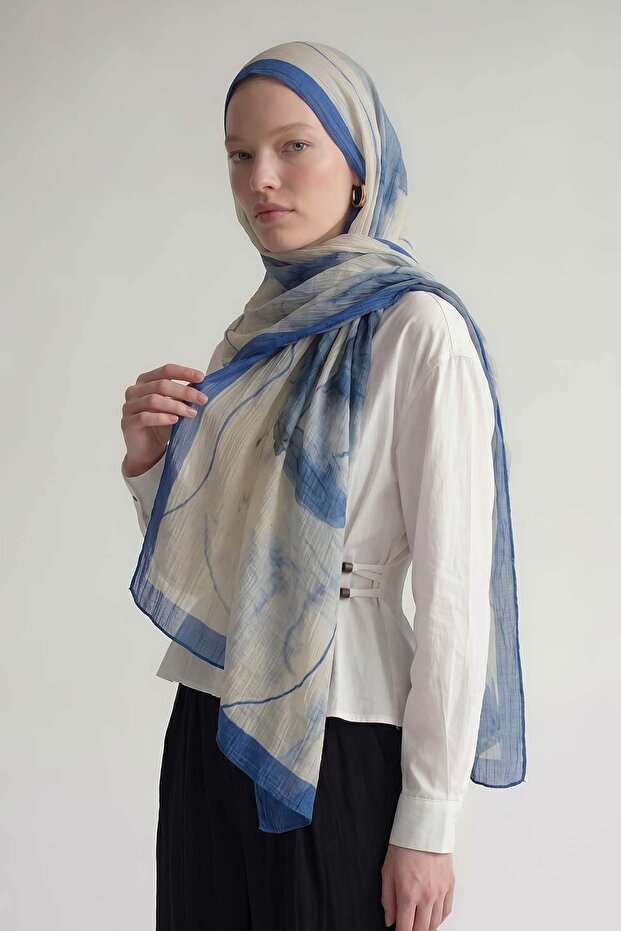 Saks Pastel Paint Pattern Muslin Shawl