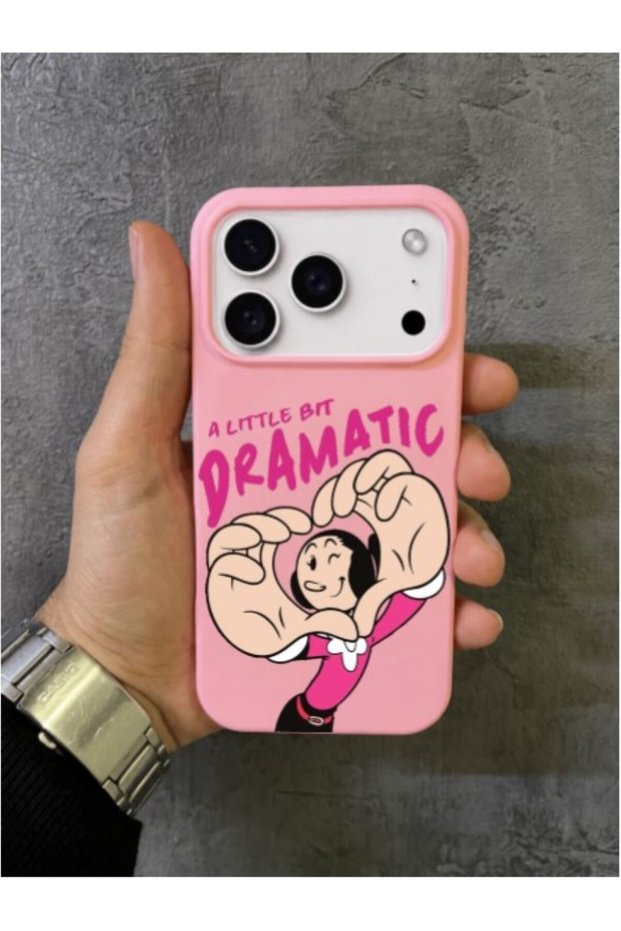 iPhone 17 Pro Max Compatible Safinaz Olive Oyl and Dramatic Written Pink Case