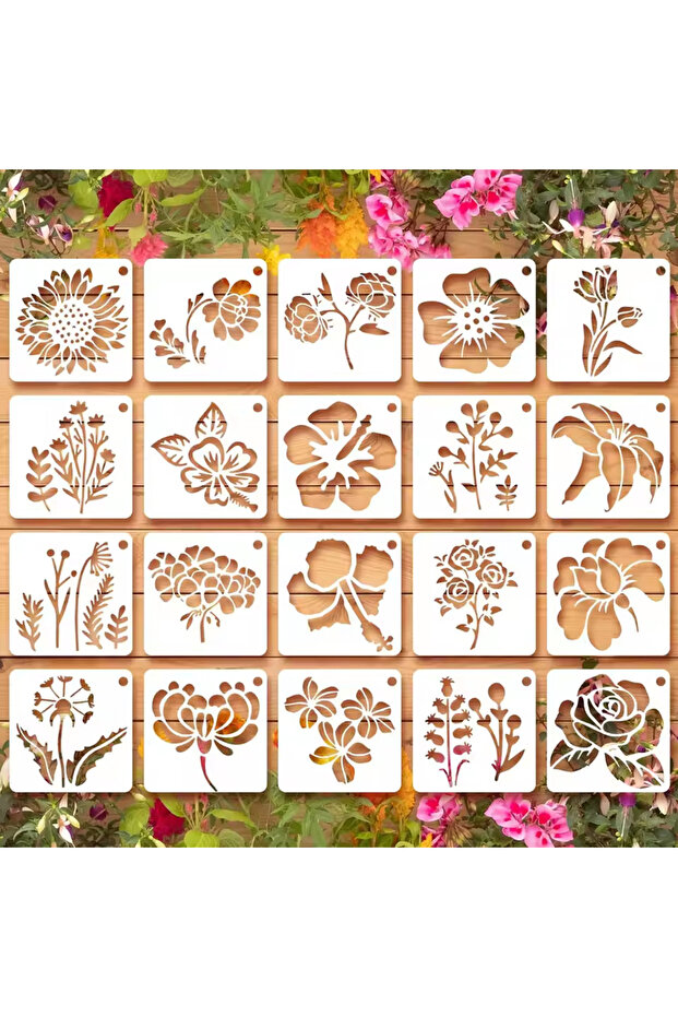 20pcs 20Pcs/Set Flowers Craft DIY Layering Stencils Practical Wall Painting Scrapbook Coloring Embos