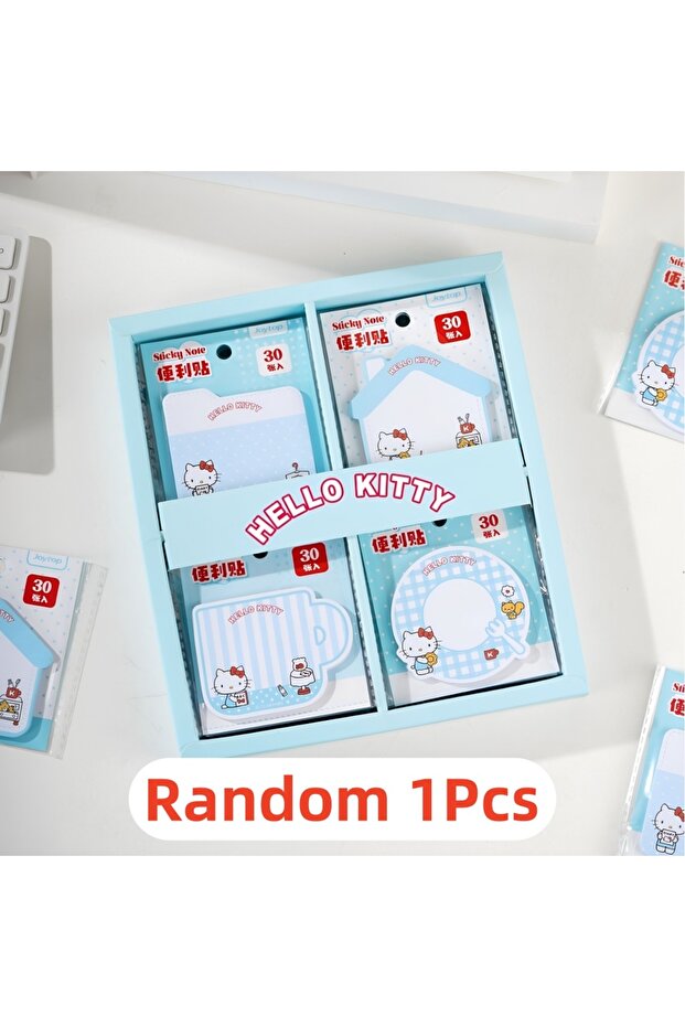 Joytop Blue-Random قطعة واحدة أوراق ملاحظات لاصقة أصلية بتصميم خاص من سانريو هالو كيتي، كرتونية لطيفة ذاتية اللصق