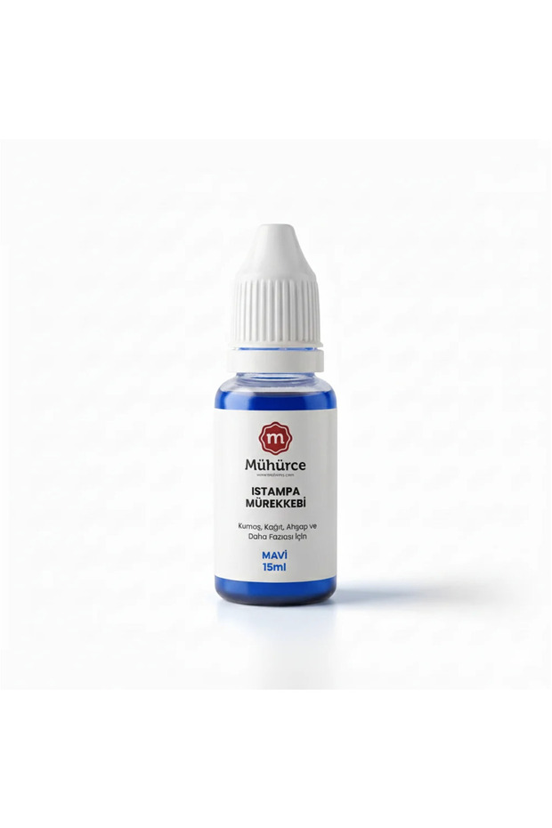 Mühürce Blue Color Multi-Purpose Stamp Ink 15 ml - Fabric, Wood, Paper Compatible Stamp and Seal Ink