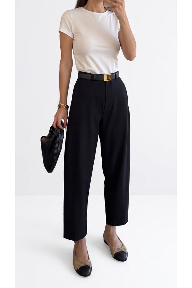 Premium Original Branded High Waist Relaxed Fit Straight Leg 95 cm Fabric Trousers
