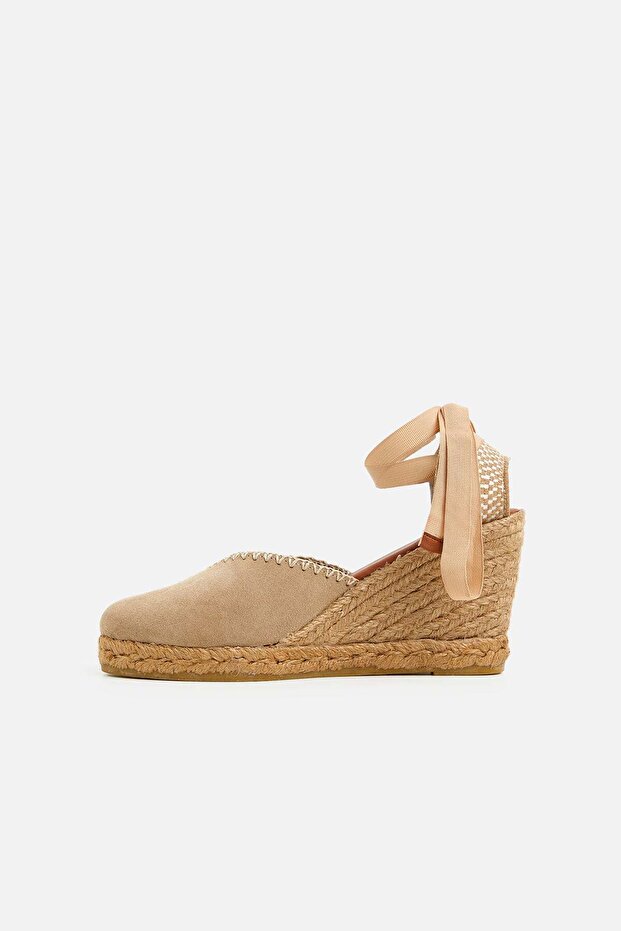 Chima Suede Leather Heeled Espadrilles