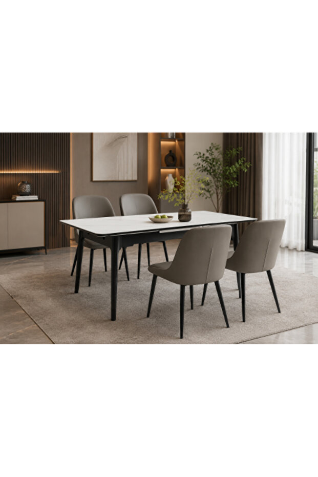 Extendable Dining Table, 180 x 80 cm – Light Gray