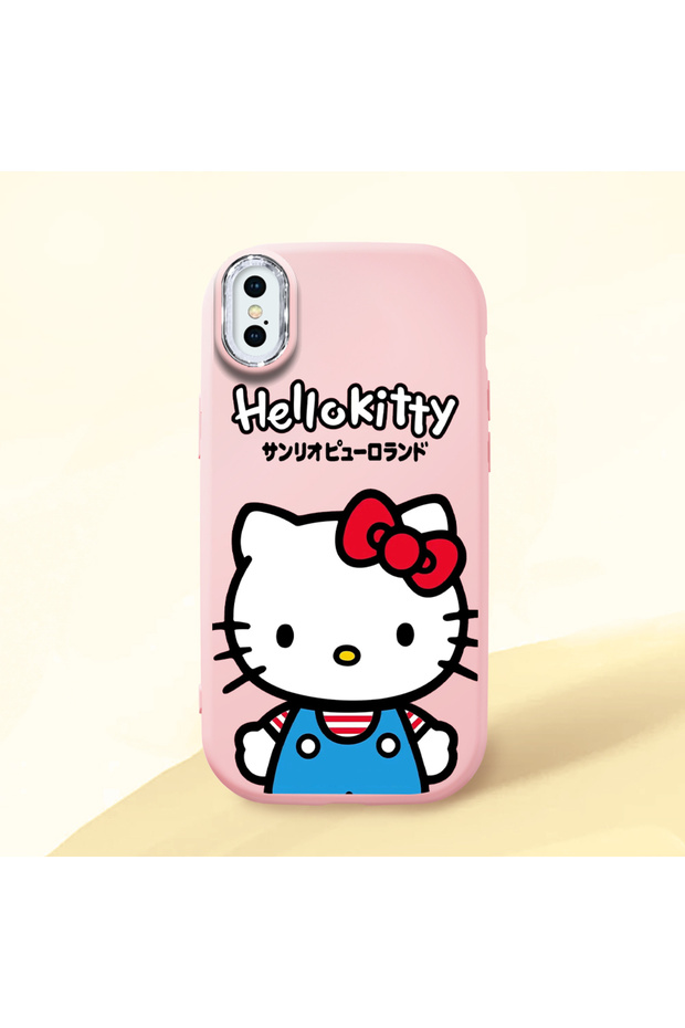 iPhone XS Max Compatible Case with Camera Protector Pink Silicone Couple Phone Case with Kitty Pattern