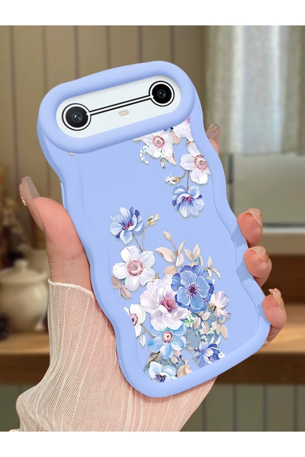 Tecno Pova Slim Compatible Case Camera Protector Blue Silicone Couple Phone Case Floral Pattern