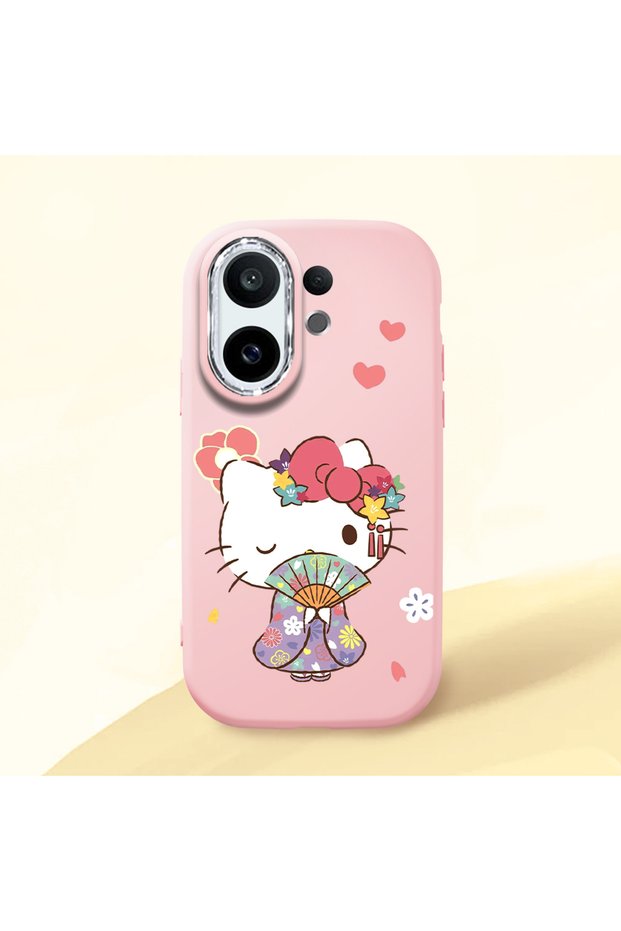 Vivo X200 Fe Compatible Case Camera Protector Pink Silicone Couple Phone Case Kitty Pattern
