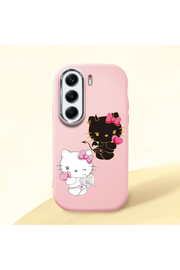 Tecno Camon 40 Compatible Case Camera Protector Pink Silicone Couple Phone Case Kitty Pattern