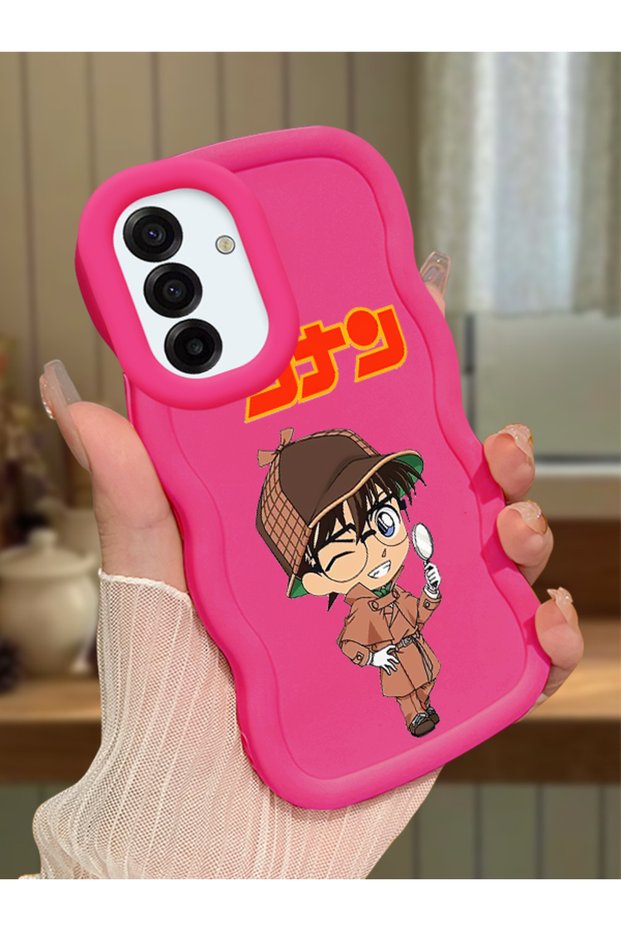 Samsung Galaxy A17 Compatible Case Camera Protector Red Silicone Couple Phone Case Conan Pattern