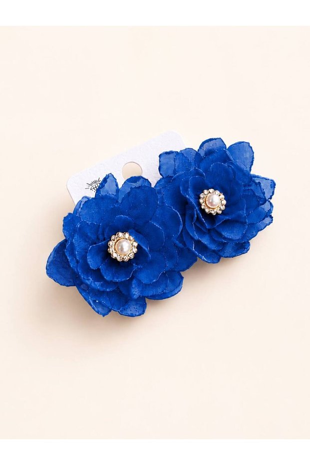 Floral Detailed Earrings – Evening Dress Earring Model with Pearls and Stones