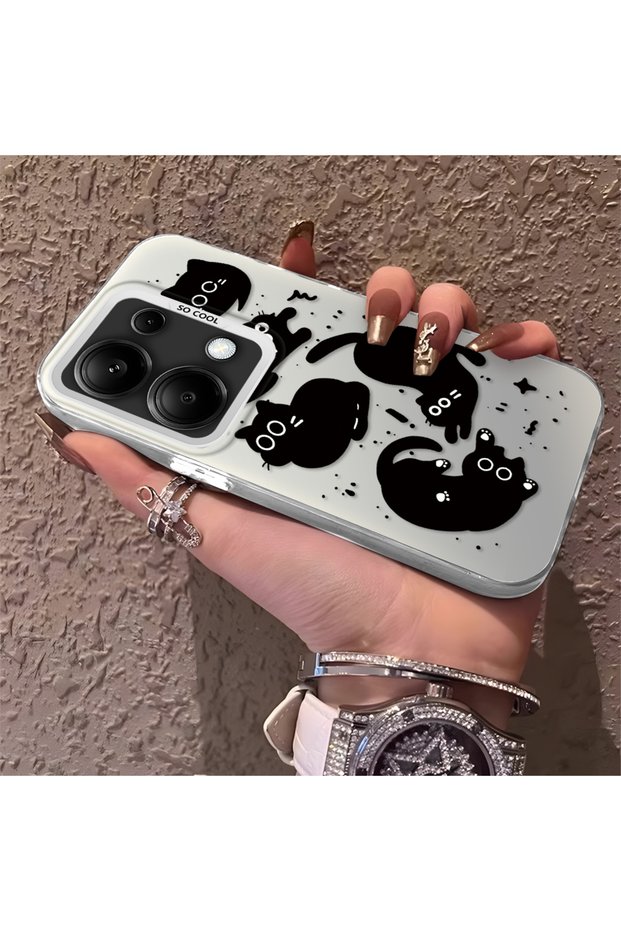 Poco M6 Pro 4g Compatible High-Quality Fun Black Cat Printed Case, Cute Stylish Shock