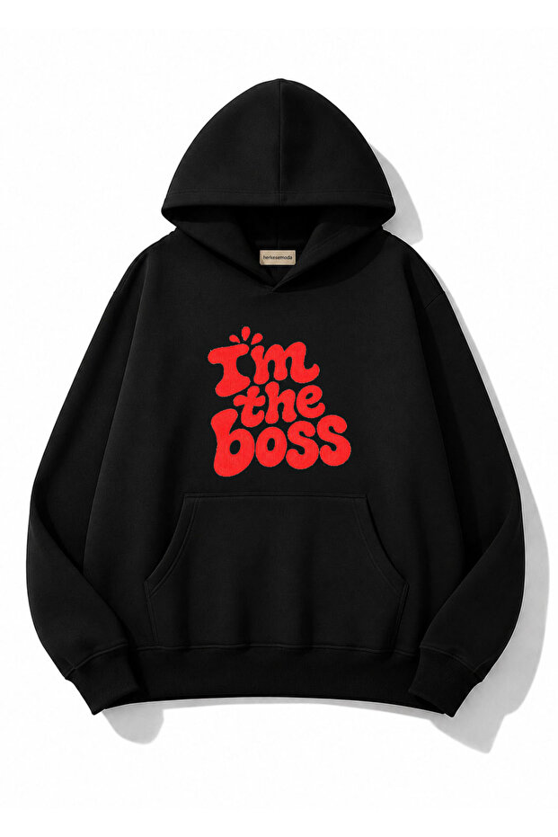 Text Printed Hooded 2 Thread Raster Sweatshirt