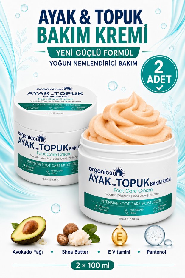 Foot and Heel Crack Care Cream 100ml X 2 Pieces - Foot Odor, Nail Care with Avocado and Shea Oil