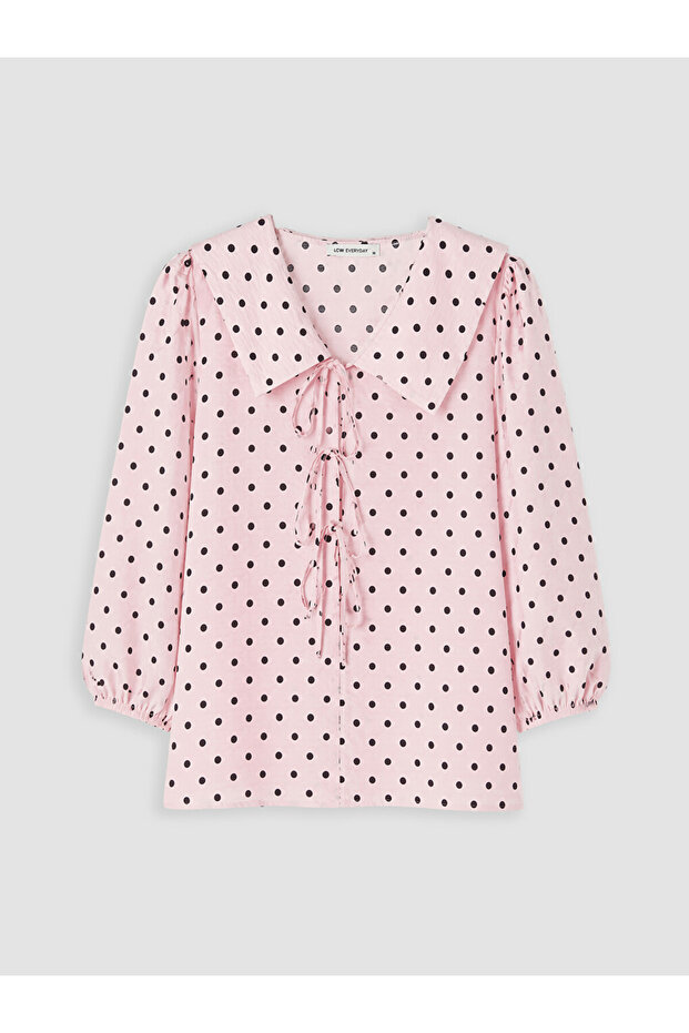 Pink Baby Collar Polka Dot Blouse