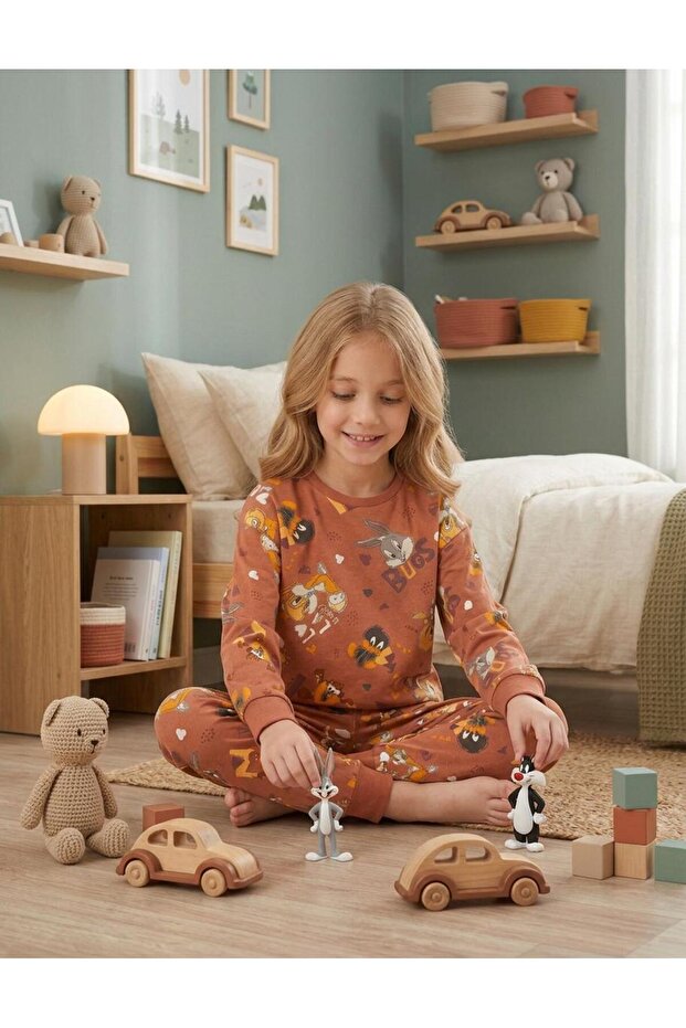 Boy's Twetty Pattern Cotton Long Sleeve Pajama Set