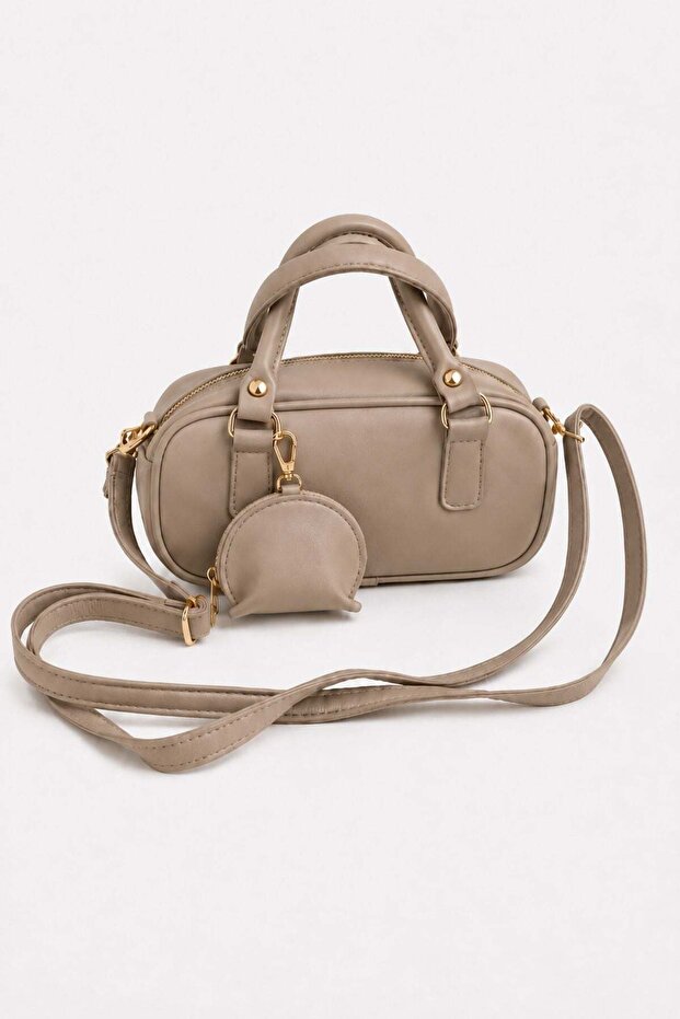 Mini Wallet Charm Detailed Leather Women's Crossbody Shoulder Bag