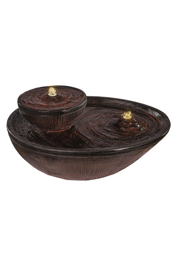 Double-Tiered Zen Tabletop Fountain, Polyresin & Fiberglass Waterfall Fountain, Electric Water Fountain with LED Light, Freestanding Fountains for Indoor/Outdoor Relaxation, Event & Home Decor