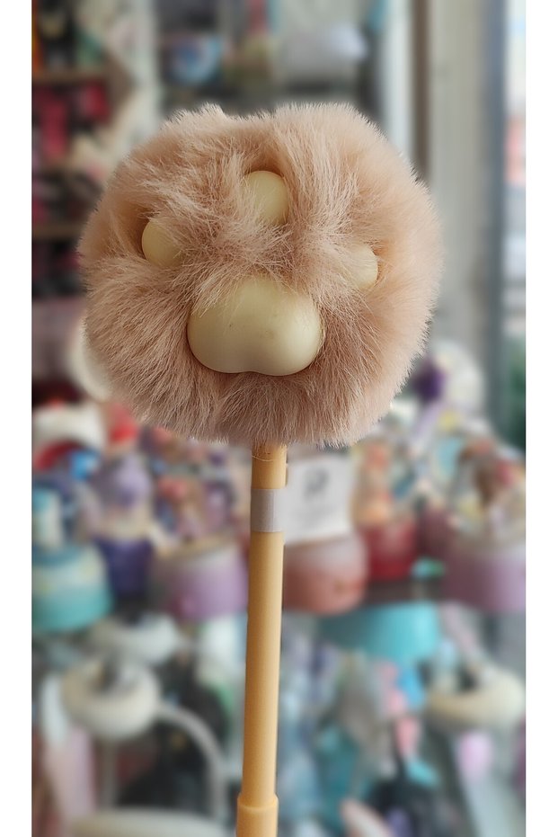 Pom Pom Plush Ballpoint Pen with Paw Print (1 Piece) Yb9895858