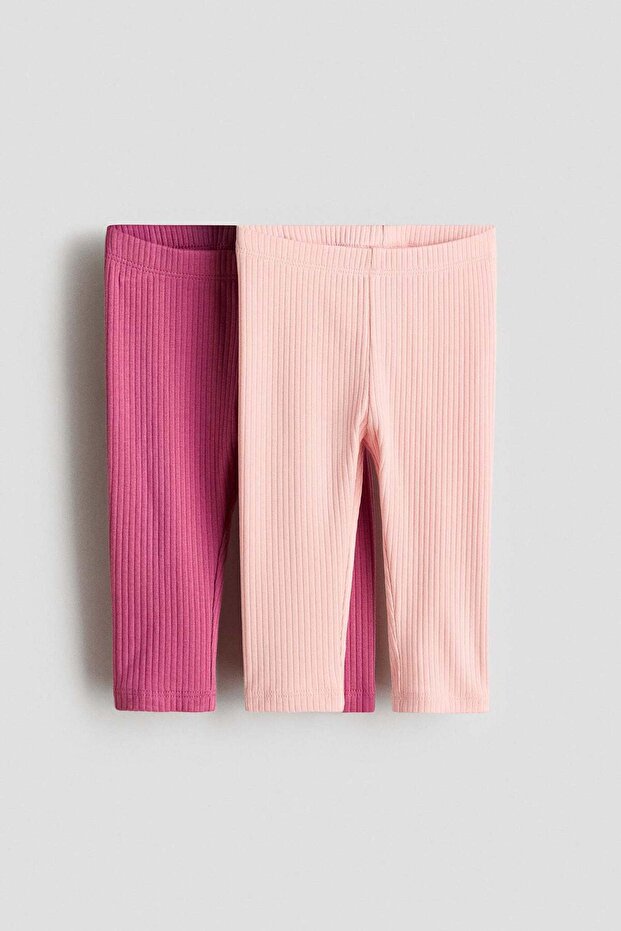 2-pack ribbed cotton leggings