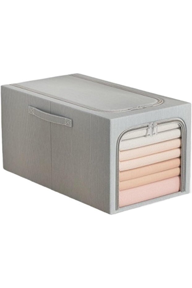Foldable storage bag/moving bag with transparent window, suitable for clothing, bedding, blankets, etc. (Gray, 30x45x23 cm)