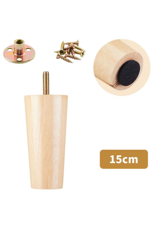 A set of 4 solid wood sofa legs, suitable for TV cabinets, coffee tables, shoe cabinets, and bathroom furniture (15 cm).