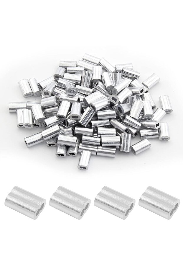 200-piece aluminum crimp ring sleeves (2 mm) for wire ropes and cables