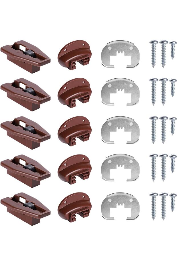 5-Set Drawer Slide Replacement Repair Kits - Fits Kenlin Rite-Trak II Hardware for Dressers & Bedside Tables