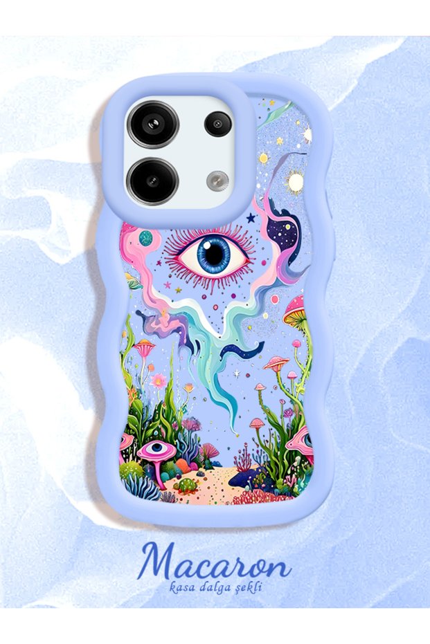 Redmi Note 13 Pro 5g Compatible Colorful Psychedelic Eye Mushroom Drawing Flat Print Case