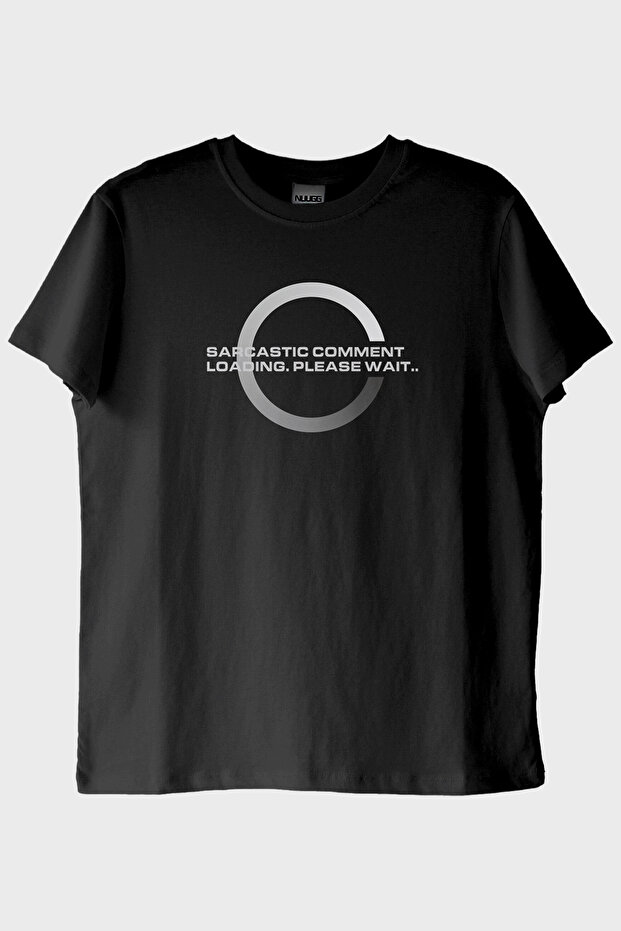 Sarcastic Comment Loading Printed Black T-Shirt (XXL / Black)