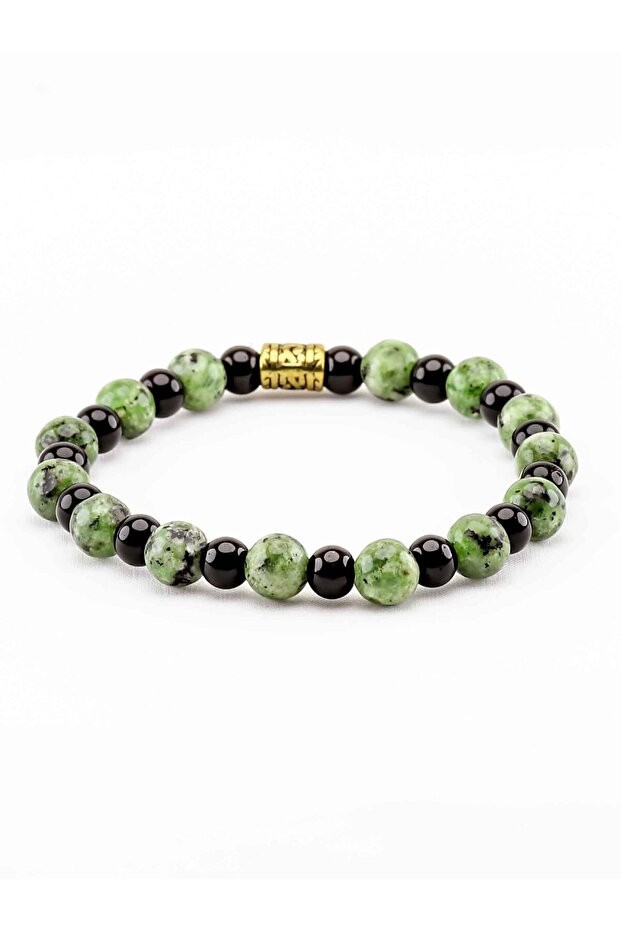 Natural Stone Onyx Green Jasper Natural Stone Men's Bracelet Eub14Oyjpr Stress Control, Stability and Focus
