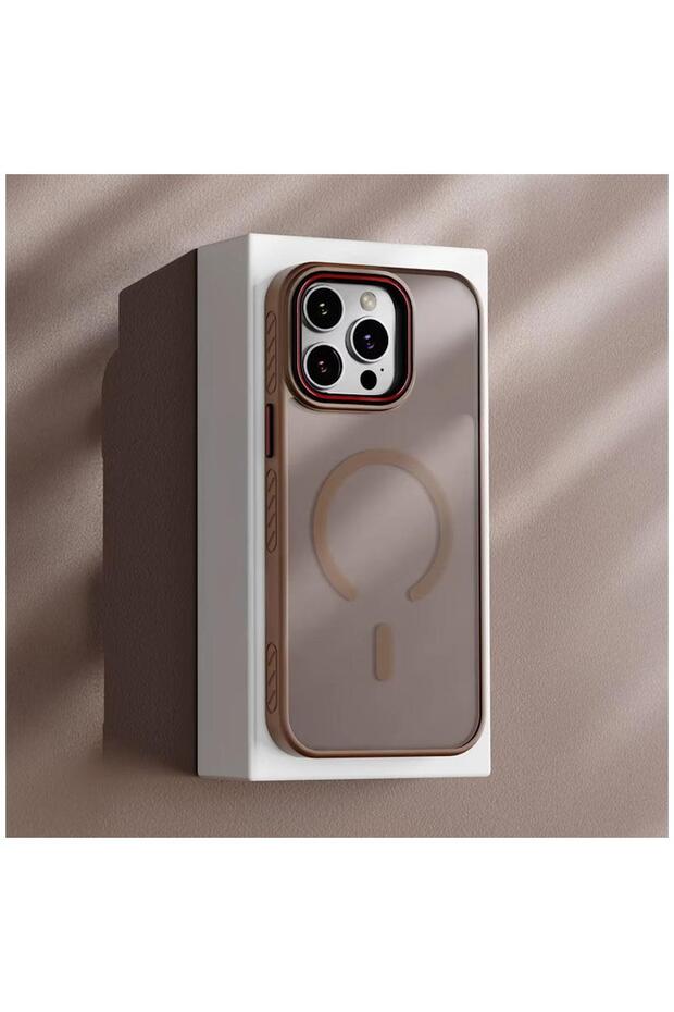 Apple iPhone 14 Pro Compatible Case Aura M-Safe Silicone Case Desert Titanium