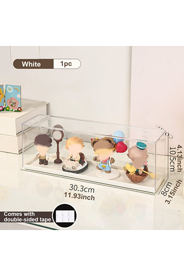 White Transparent doll Display Cabinet, Dust-Proof Storage Box for Collectibles, doll and doll Displ