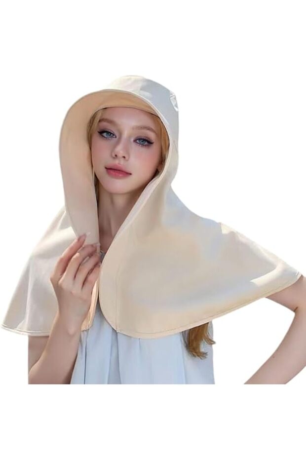 Women's sun protection hat, wide-brimmed shawl, collared hiking hat, outdoor summer protective beach hat