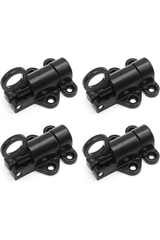 4-piece 2.3 x 1.7 inch black self-closing automatic spring sliding door latch locks for windows, cabinets, and barn doors