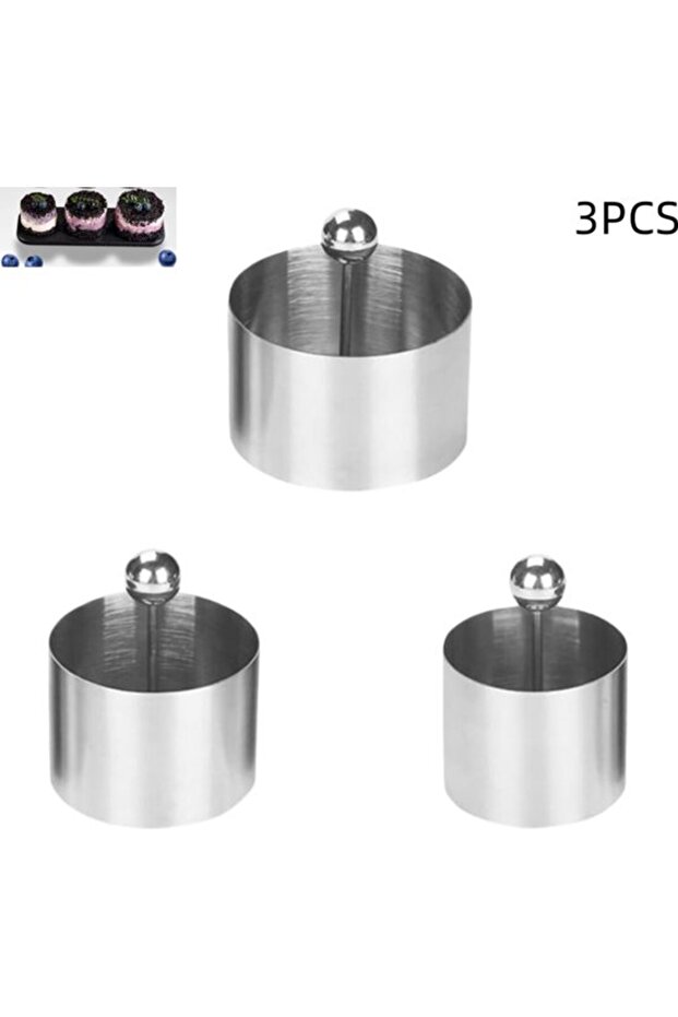 3 pieces - Mini cake molds - mini bread molds - cheesecake molds - baking cake molds - suitable for mousses, cupcakes and desserts - 5×8cm - silver