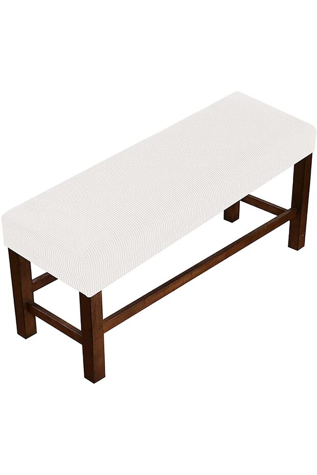 Elastic Restaurant Bench Cover Jacquard Spandex Seat Removable Soft Cushion Bench Cover Washable Kitchen White 160-180cm