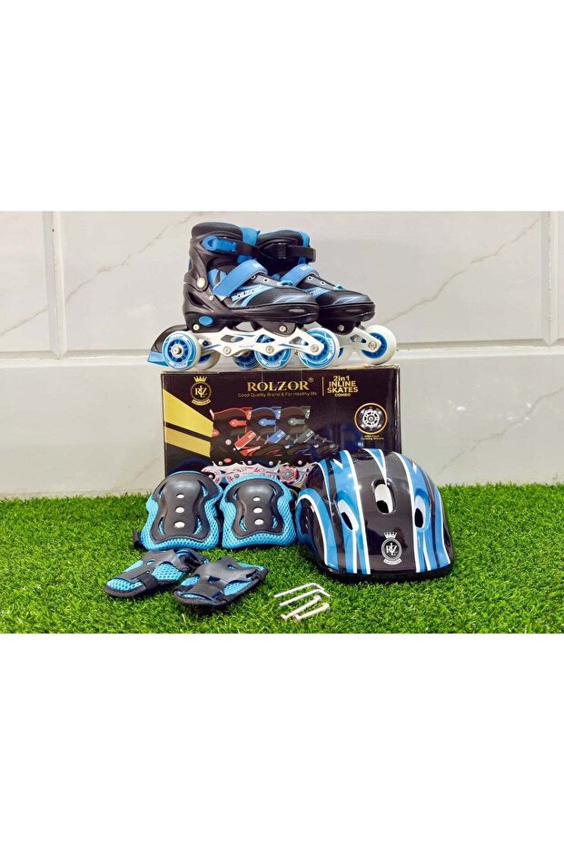 ROLZOR RZ-1700 Adjustable Inline Skates with Protective Gear | Comfortable, Durable & Smooth Ride for Kids and Adults